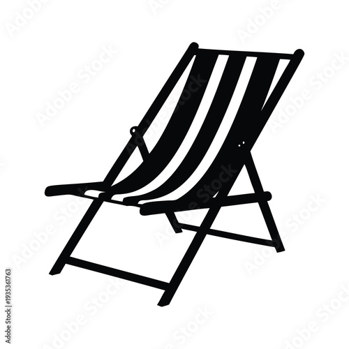 Relaxing on the beach a striped deck chair silhouette vector illustration, beach chair silhouette vector illustration