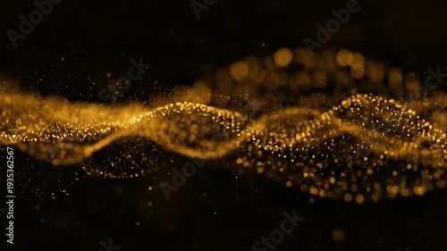 Wallpaper Mural A wave of golden particles flowing across a dark background, captured from a close-up viewpoint. Torontodigital.ca