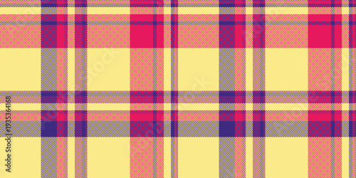 Layout pattern seamless check, decor textile background texture. Gift vector plaid fabric tartan in light goldenrod and red colors.