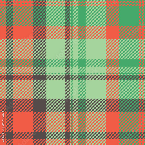 Fashioned pattern plaid check, tape textile fabric tartan. Micro texture seamless vector background in green and red colors.