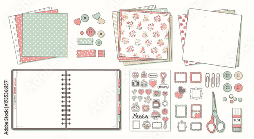 Scrapbooking Supplies and Stationery Collection.