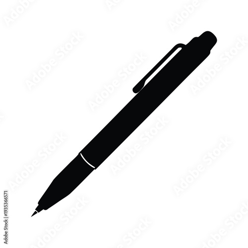 Silhouette of a pen a detailed design, perfect for writing and drawing, vector illustration, drawing stylus silhouette vector illustration