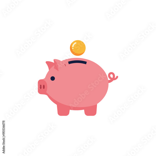 Pink Piggy Bank Front View for Savings and Finance Apps