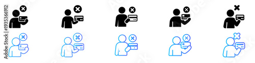 Declined Credit Card Payment Icon Set