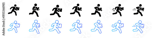 Running Delivery Person Icon Set