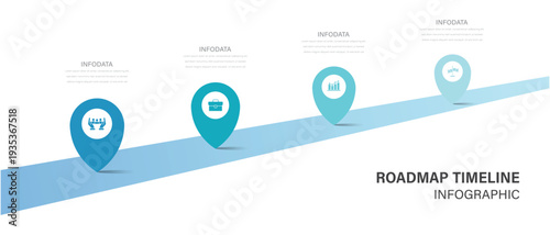 Business road map timeline infographic design with 5 steps. Can be used for process diagram, presentations slide.