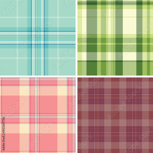 Plaid collection capturing the standards of the fabric manufacturing industry. Seamless vectors ideal for apparel, upholstery, home textiles, and digital design.
