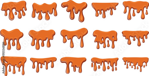 Chocolate drip borders. Sweet dessert glaze background vector set