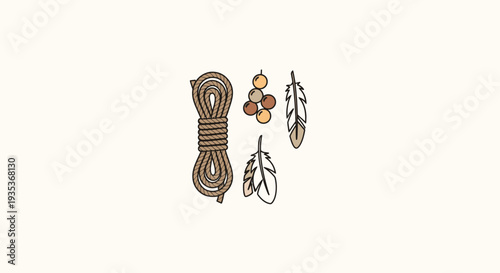 Hand Drawn Sewing Threads and Needles Illustration.