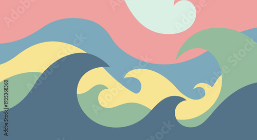 Stylized Ocean Waves Illustration Art.