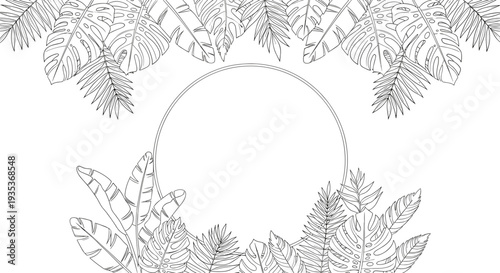 Tropical Leaves Frame with Copy Space.