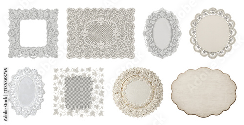 PNG Elegant lace frame collection, transparent background