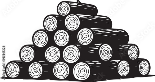 Stack of cut logs in a neat pile formation