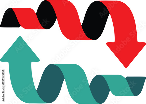 Abstract 3D helical arrows concept for circular economy, business process workflow, and sustainable feedback loops.