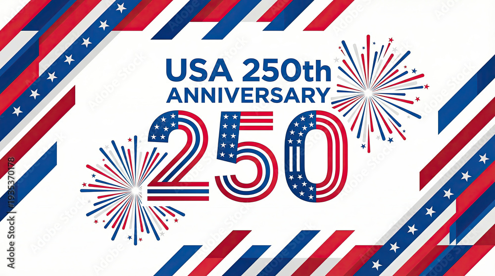 Fototapeta premium Fireworks showcase marks the USA 250th anniversary, created AI