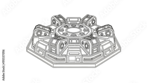 Futuristic Space Station Design Illustration.
