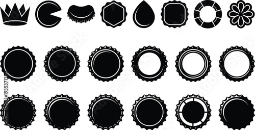 Vintage Badge, Bottle Cap and Label Shapes Vector Set