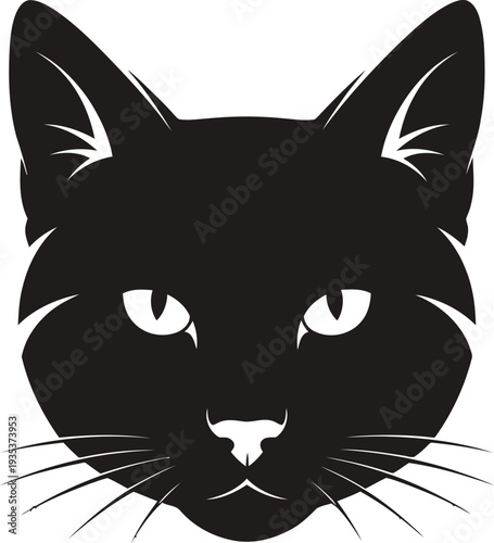 Black cat head vector illustration