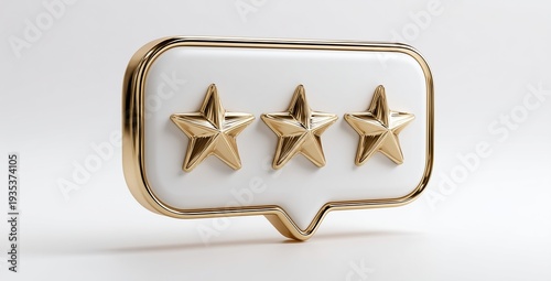 3 golden stars 3d icon rating