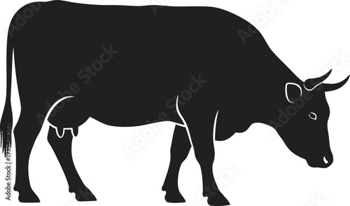 Black cow silhouette vector