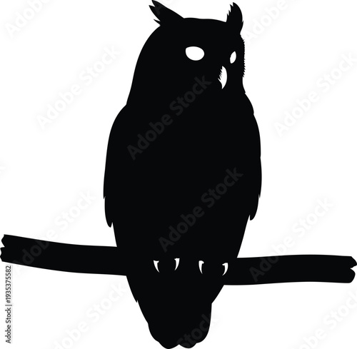 Black owl silhouette vector