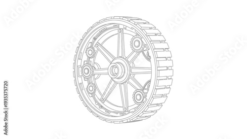 Detailed Mechanical Gear Wheel Illustration.