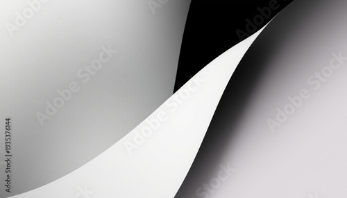 Abstract gradient minimal curve monochrome fold modern background soft light smooth transition paper texture curved shape black white subtle shadow Abstract gradient minimal curve monochrome fold