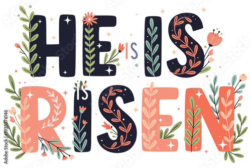 Christian Easter Easter typography, inspirational religious lettering