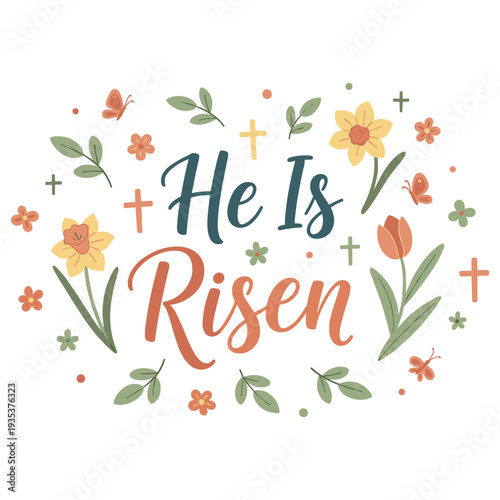 Christian Easter typography, inspirational religious lettering decorative vintage style