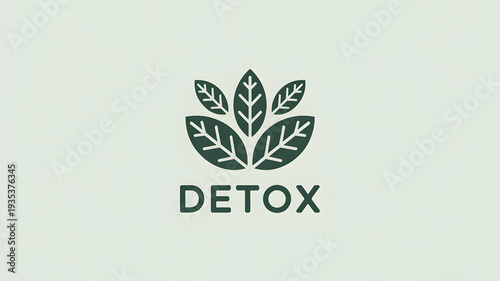 A green detox logo with leaves on a clean background