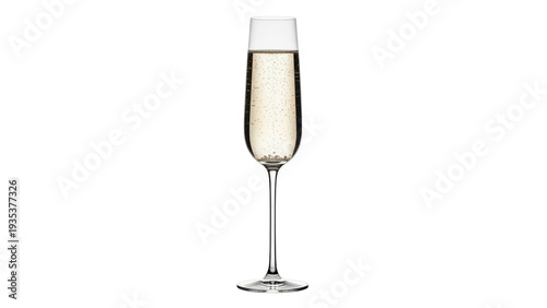 Fotografia Isolated flute glass of sparkling champagne, elegant drink for celebration, anni