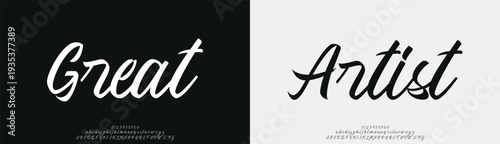 Great Artist, Script elegant alphabet beauty logo font. Classic beautiful Modern luxury Serif Letter Minimal Fashion. Typography decoration logotype fonts, wedding, logos. vector illustration
