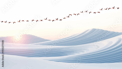 Flock of Birds Flying in Formation.