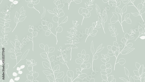 Light Green Fabric Texture with White Patterns.