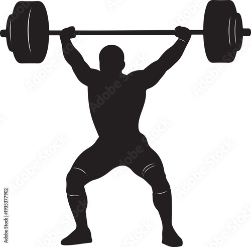 Weightlifting Athlete Silhouette Lifting Barbell