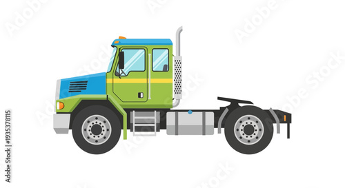 Colorful Semi Truck Cab Vector Illustration