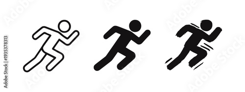 Running man icon depicting an athlete in motion, suitable for sports and fitness designs.