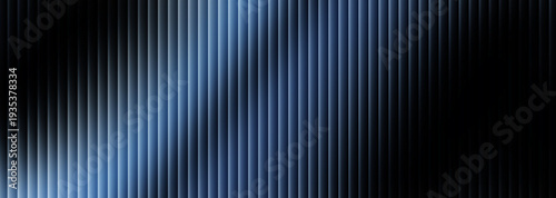 Abstract vertical lines gradient background featuring subtle blue illumination across dark textured blinds creating a modern geometric pattern on white background