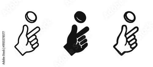 Hand making finger heart gesture with coin icon set. Small payment, donation, or money concept.