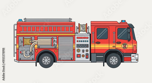Red Fire Truck Vector Illustration