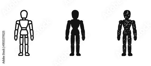 Art Mannequin Figure Icon Set - Artist Dummy, Pose, and Anatomy Study