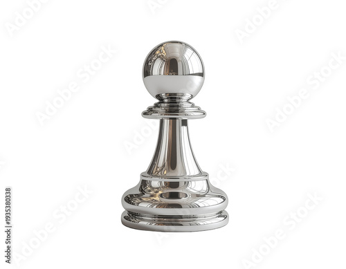 Shiny Metallic Chess Pawn Isolated on Black Background – Strategy Game Piece