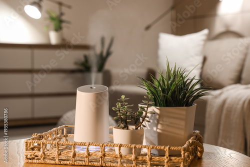 Modern air humidifier on ta...