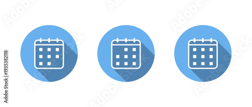 Calendar outline icon with long shadow. Schedule and date symbol. Event element sign
