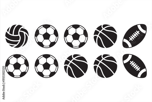 Athletic Competition Ball Icon Pack With Soccer Basketball And Volleyball