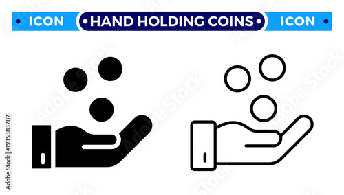 Hand Holding Coins for Investment and Financial Transaction Icon
