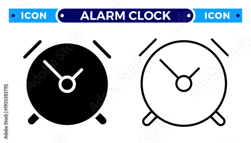 Classic Alarm Clock and Time Management Countdown Vector Icon Set