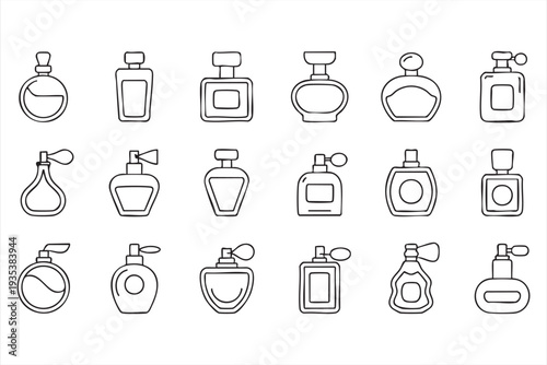 Minimalist Perfume And Cosmetic Bottle Icon Collection For Beauty Branding