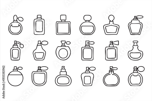 Fragrance And Perfume Bottle Symbol Collection For Cosmetic Branding
