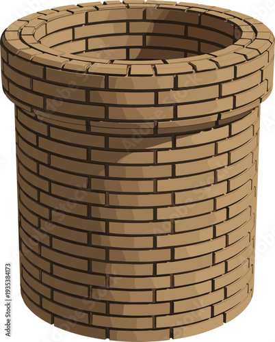 Old Brick Water Well Structure Isolated Vector Illustration of Traditional Masonry Well for Rural Architecture, Construction, Historical Village Water Source Design